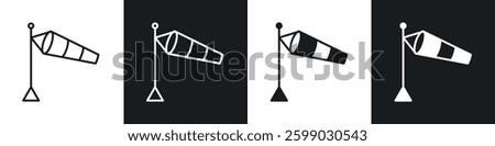 Windsock icons in flat and linear vector illustration on white background.