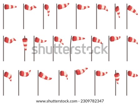 Windsock icons set cartoon vector. Winter cloud. Speed bag