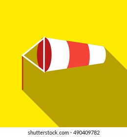 Windsock inflated by wind icon in flat style isolated with long shadow vector illustration