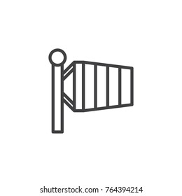 Windsock line icon, outline vector sign, linear style pictogram isolated on white. Wind weather symbol, logo illustration. Editable stroke