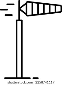 Windsock, line vector icon on transparent background. Outline Windsock, line vector icon