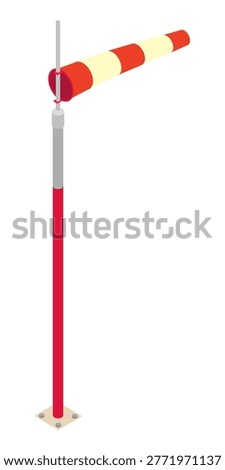 Windsock mast - hand drawn isometric vector illustration.