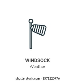 Windsock outline vector icon. Thin line black windsock icon, flat vector simple element illustration from editable weather concept isolated on white background