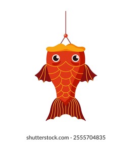 Windsock shaped Asian toy koi carp flat color vector object. Japanese decoration for children day symbolizing strength illustration on white