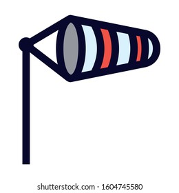 Windsock. Simple Vector Color Icon.