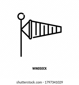 Windsock thin line icon. Vector illustration of air wind direction, aviation instrument.