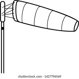 Windsock. Vector outline icon isolated on white background.