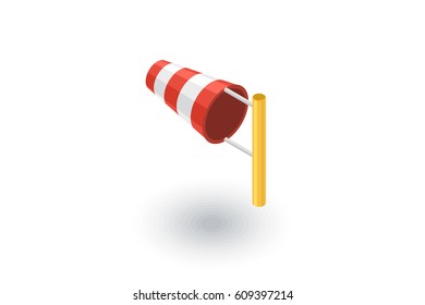 windsock, wind weather isometric flat icon. 3d vector colorful illustration. Pictogram isolated on white background