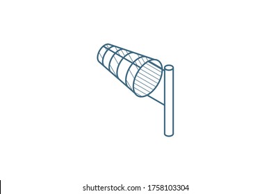 windsock, wind weather isometric icon. 3d vector illustration. Isolated line art technical drawing. Editable stroke