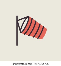 Windsocks hanging at the airport runway vector icon. Meteorology sign. Graph symbol for travel, tourism and weather web site and apps logo, app, UI