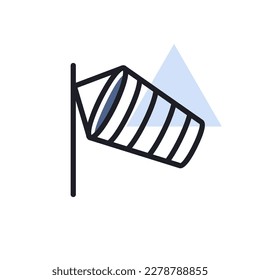 Windsocks hanging at the airport runway vector icon. Meteorology sign. Graph symbol for travel, tourism and weather web site and apps logo, app, UI