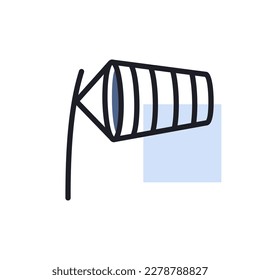 Windsocks inflated by wind at the airport runway vector icon. Meteorology sign. Graph symbol for travel, tourism and weather web site and apps, UI