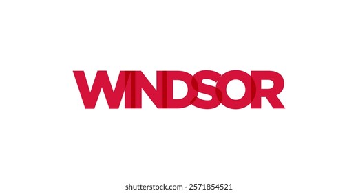 Windsor in the Canada emblem. The design features a geometric style, vector illustration with bold typography in a modern font. The graphic slogan lettering.