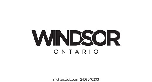 Windsor in the Canada emblem for print and web. Design features geometric style, vector illustration with bold typography in modern font. Graphic slogan lettering isolated on white background.