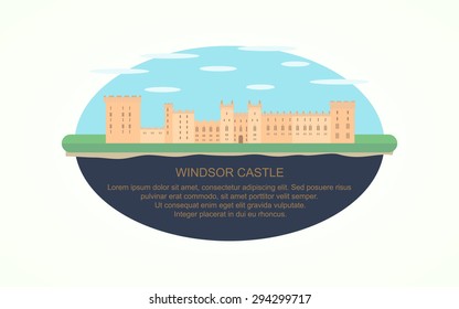 windsor castle in flat icon design ,infographic (vector)