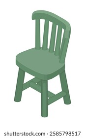 Windsor chair - hand drawn isometric vector illustration.