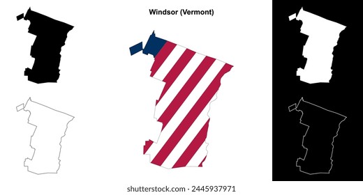 Windsor County (Vermont) outline map set