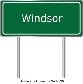 Windsor , Illinois , road sign green vector illustration, road table, USA city