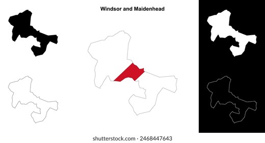 Windsor and Maidenhead blank outline map set