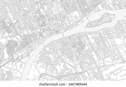 Windsor, Ontario, Canada, bright outlined vector map with bigger and minor roads and steets created for infographic backgrounds.