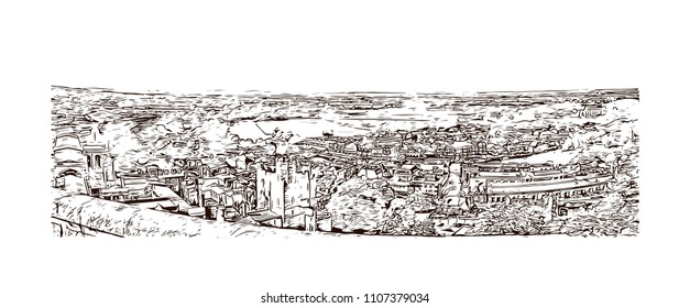 Windsor is a town on the River Thames in southeast England, just west of London. Hand drawn sketch illustration in vector.