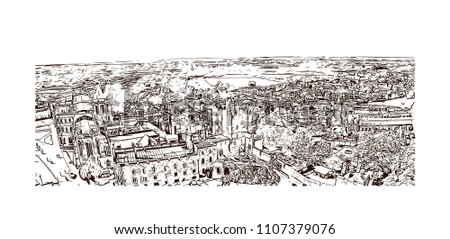 Windsor is a town on the River Thames in southeast England, just west of London. Hand drawn sketch illustration in vector.