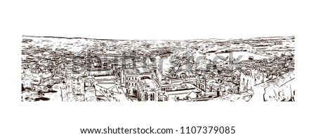 Windsor is a town on the River Thames in southeast England, just west of London. Hand drawn sketch illustration in vector.