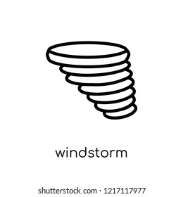 Windstorm icon. Trendy modern flat linear vector Windstorm icon on white background from thin line nature collection, editable outline stroke vector illustration