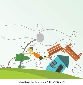 Windstorm Vector Illustration Stock Vector (Royalty Free) 1185109711 ...