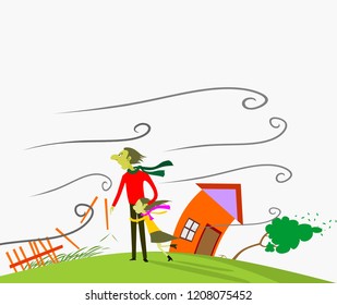 windstorm vector illustration