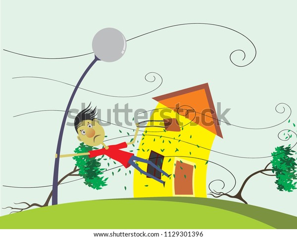 Windstorm Vector Illustration Stock Vector (Royalty Free) 1129301396 ...