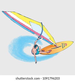 Windsurf athlete on a wave