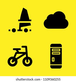 windsurf, bicycle, mac pro and cloud computing vector icon set. Sample icons set for web and graphic design