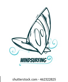 Windsurf board. Graphic illustration. Nice element for your project. Surfing.