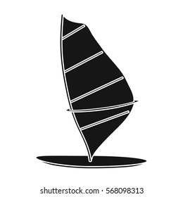 Windsurf board icon in black style isolated on white background. Surfing symbol stock vector illustration.