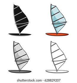 Windsurf board icon in cartoon style isolated on white background. Surfing symbol stock vector illustration.