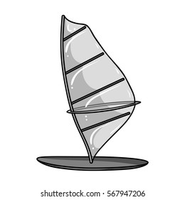 Windsurf board icon in monochrome style isolated on white background. Surfing symbol stock vector illustration.