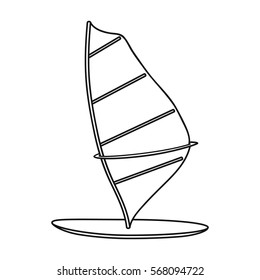 Windsurf board icon in outline style isolated on white background. Surfing symbol stock vector illustration.