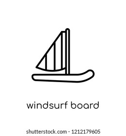 Windsurf Board icon. Trendy modern flat linear vector Windsurf Board icon on white background from thin line Nautical collection, editable outline stroke vector illustration