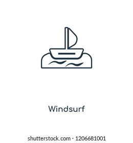 Windsurf concept line icon. Linear Windsurf concept outline symbol design. This simple element illustration can be used for web and mobile UI/UX.