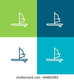 Windsurf green and blue material color minimal icon or logo design