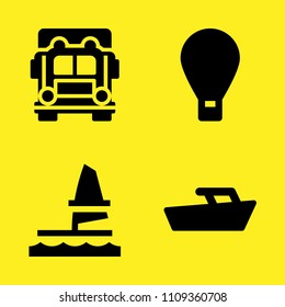 windsurf, hot air balloon, speedboat and truck vector icon set. Sample icons set for web and graphic design