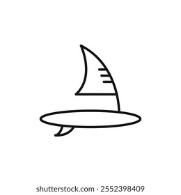 Ícone de Windsurf preto e branco vetor sinal de contorno