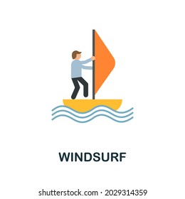 Windsurf icon. Flat sign element from extreme sport collection. Creative Windsurf icon for web design, templates, infographics and more