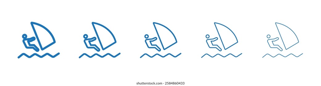Windsurf icon Symbol collection thin outline set