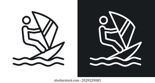 Windsurf icon in Thin line black color. flat simple vector symbols illustration.