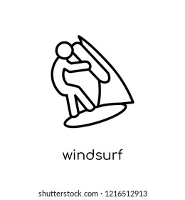 Windsurf icon. Trendy modern flat linear vector Windsurf icon on white background from thin line sport collection, editable outline stroke vector illustration