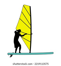 Windsurf inflatable SUP board vector illustration.