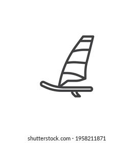 Windsurf line icon. linear style sign for mobile concept and web design. Sailboat, windsurf outline vector icon. Symbol, logo illustration. Vector graphics