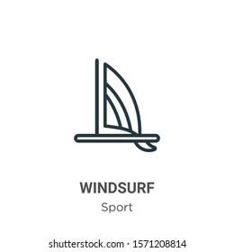 Windsurf outline vector icon. Thin line black windsurf icon, flat vector simple element illustration from editable sport concept isolated on white background